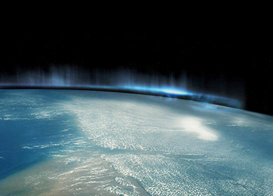 An aurora on Earth as seen from space, courtesy of NASA